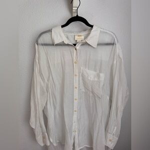 Maeve White Casual Button Down Shirt